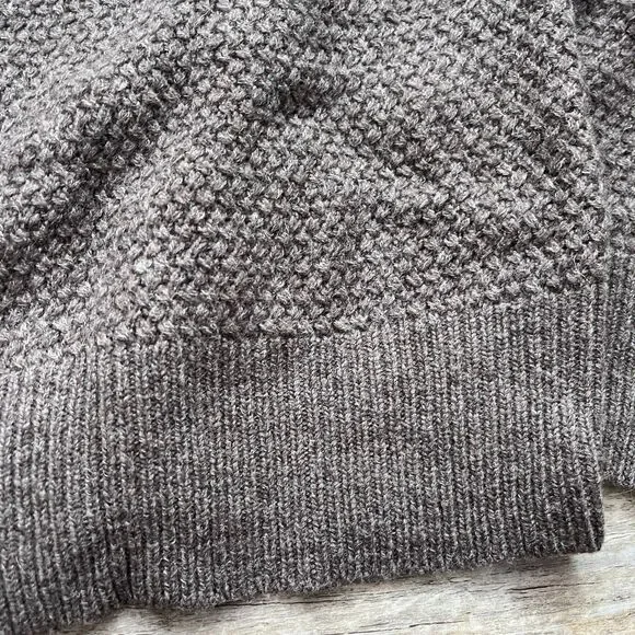 Billy Reid Merino Wool Mock Sweater $298 Gray Brown Quarter Zip XL Knit Pullover